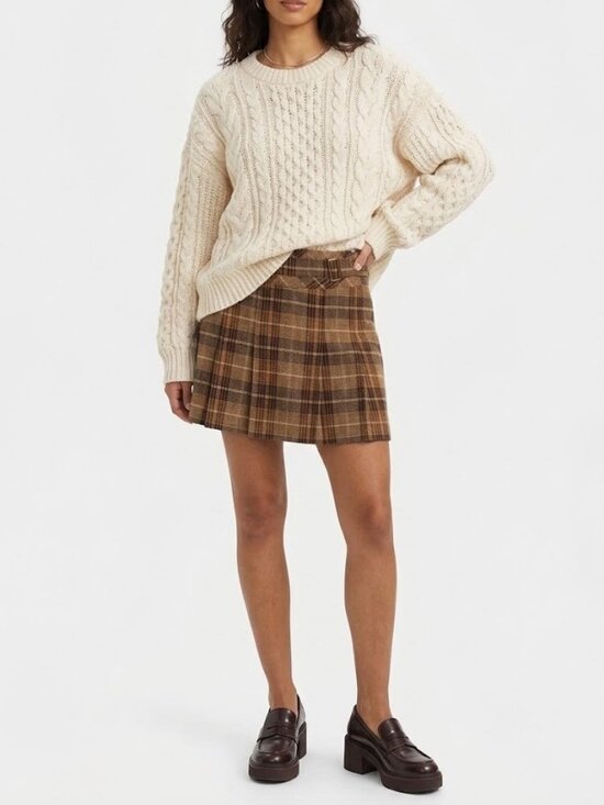 Esprit Dresses & Skirts - ESPRIT Plaid Pleated Mini Skirt 4 Brown Wool Blend Fall Y2K Preppy Academia EuC